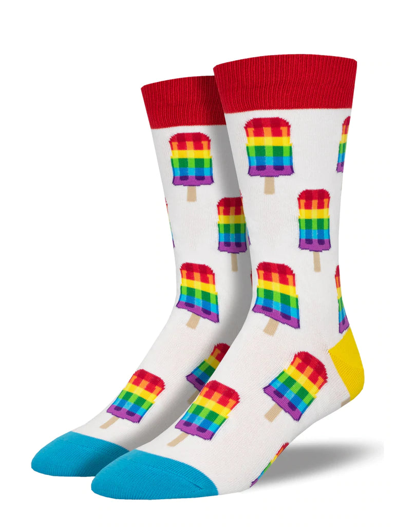 Gay Pops White Cotton Crew Socks