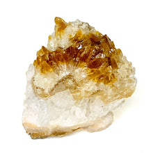 Load image into Gallery viewer, Citrine Cluster: a closeup of a raw crystal, which varies in hues from deep orange, to a yellow-orange, to white.
