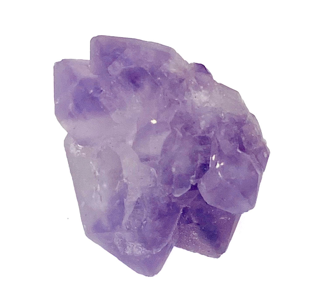 A lavender-colored gemstone, which has a cloudy quality to it that makes it semi-opaque.