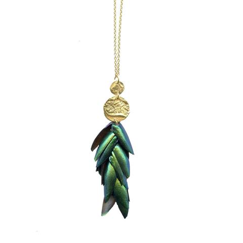 Long Beetle Wing Necklace