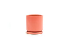 Load image into Gallery viewer, Coral: this cylindrical pot is a red-pink color.
